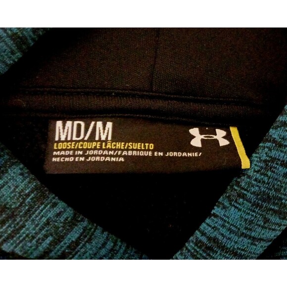 Under Armour Hoodie Mens Medium Blue Black Storm 1 Loose Fit Pullover Sweatshirt - Picture 5 of 5